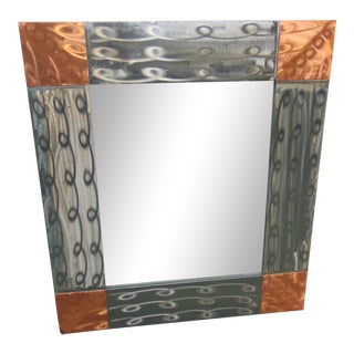 Late 20th Century Modern Design Copper & Steel Mirror For Sale