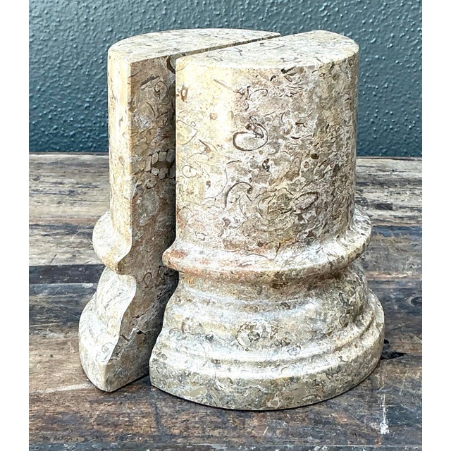 Vintage Marble Column Bookends – Set of 2 For Sale - Image 11 of 12