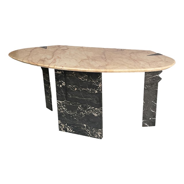 Italian Modern Wall Console in Black and Pink Marble, 1980s For Sale
