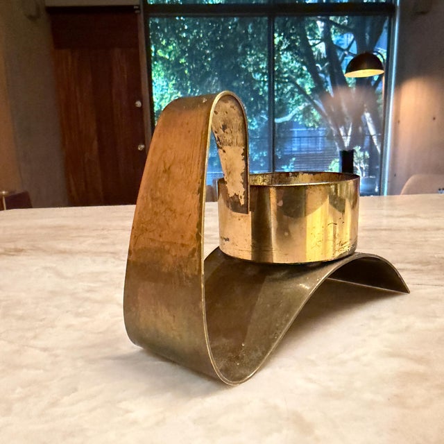 Mid-Century Modern Mid-Century Modern Brass Candle Holder Carl Aubock Era For Sale - Image 3 of 7