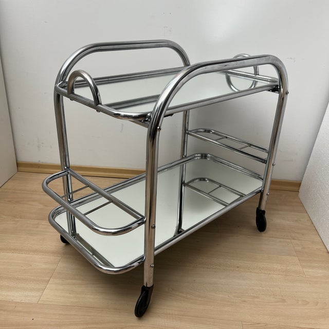 Art Deco Chromed Steel Bar Cart by Robert Mallet-Stevens, France, 1925 For Sale - Image 17 of 18