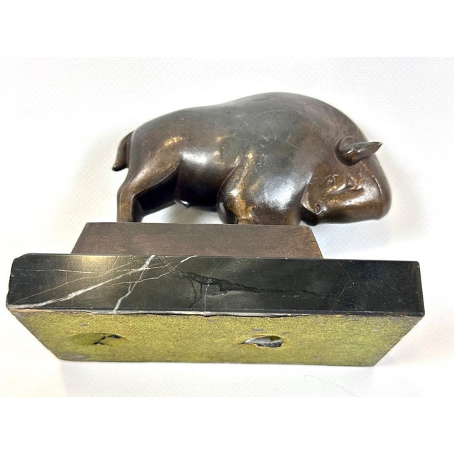 Art Deco French Bizon Figurine attributed to Pierre Blanc, 1930s For Sale - Image 11 of 12