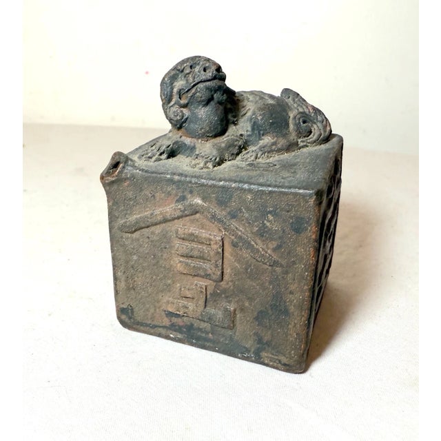 19th Century Share Rare Antique Early 19th Century Japanese Calligraphy Terracotta Water Dropper For Sale - Image 5 of 14