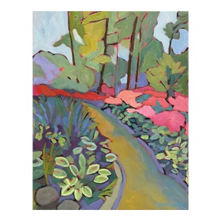 "The Secret Path" – Vibrant Contemporary Original Expressionist Garden Landscape Oil Painting For Sale