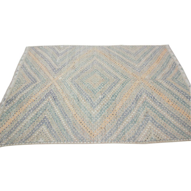 Contemporary 1960s Vintage Embroidered Kilim Rug- 5′11″ × 9′ For Sale - Image 3 of 7