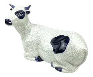 Vintage Hand Fired Artisan Pottery Cow From the Manger