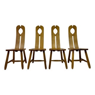 Oak Dining Chairs by De Puydt, 1960s, Set of 4 For Sale