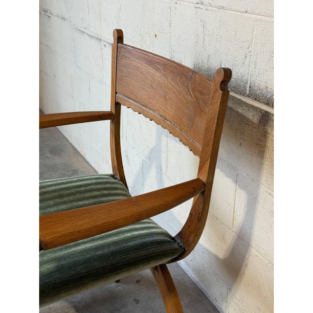 1960s In Style of Henning Kjærnulf Brutalist Oak Kurul Armchair Danish Mid-Century Modern 1960s For Sale - Image 5 of 11