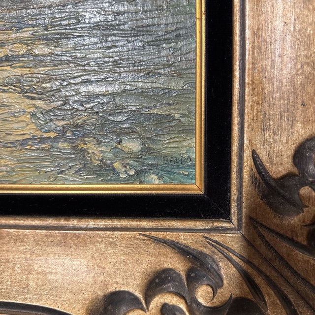 Vintage Oil Seascape Italian Painting Framed Signed For Sale - Image 4 of 10