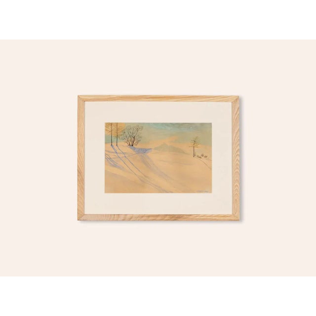 R. Ebster, Winter Landscape, 1946, Watercolor on Paper, Framed For Sale - Image 11 of 11