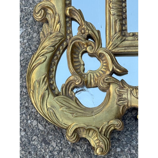 1950s Large Regency Style Mirror with Carved and Gilded Wooden Side Panels, 1950s For Sale - Image 5 of 12