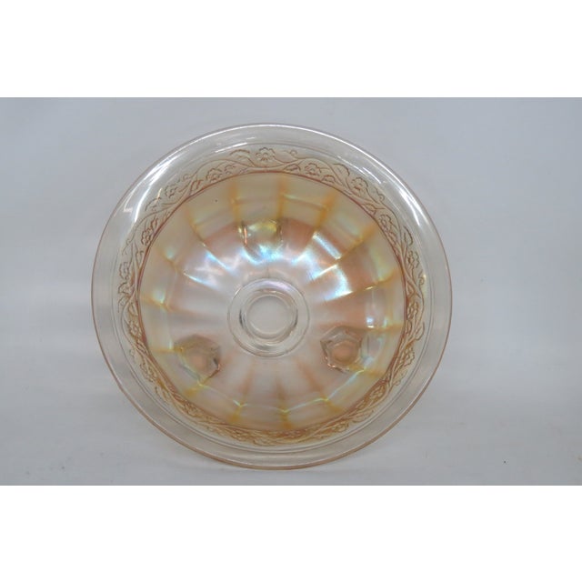 Glass Imperial Iridescent Marigold Carnival Glass 3 Foot Floral Border Bowl 4590b For Sale - Image 7 of 14