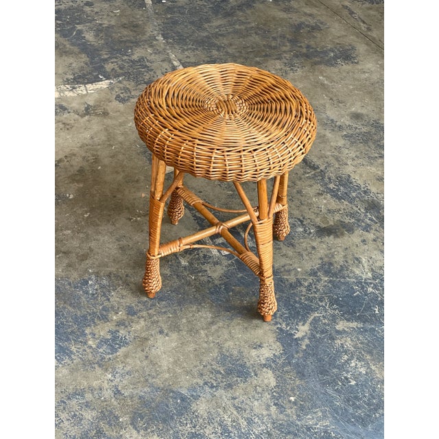 1980s Bamboo and Rattan Side Table For Sale - Image 9 of 9
