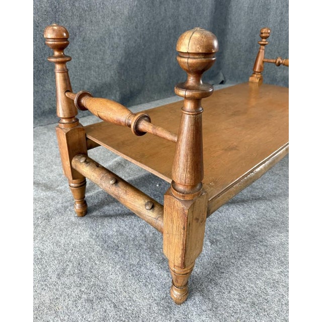 Brown Antique Oak Turned-Post Quilting Frame Bench For Sale - Image 8 of 12