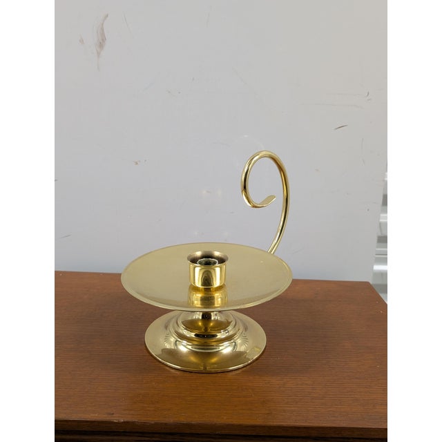 Brass Vintage Baldwin Brass Swirl-Handle Chamberstick Taper Candle Holder For Sale - Image 8 of 10
