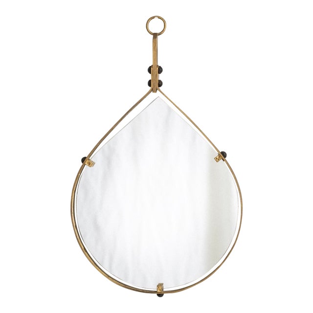 Teardrop Brass-Framed Mirror Attributed to Santambrogio and De Berti For Sale