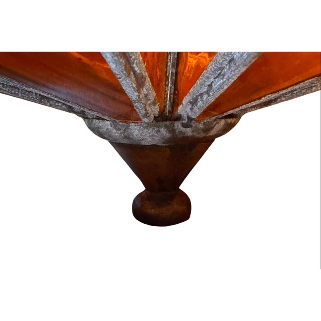 Traditional Mid 20th Century Monumental Mid-Century Mexican "Morisco" Lantern in Deep Amber Glass For Sale - Image 3 of 15
