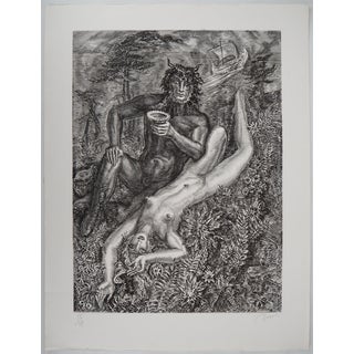 Albert Decaris, Woman and Fauna, Original Engraving For Sale