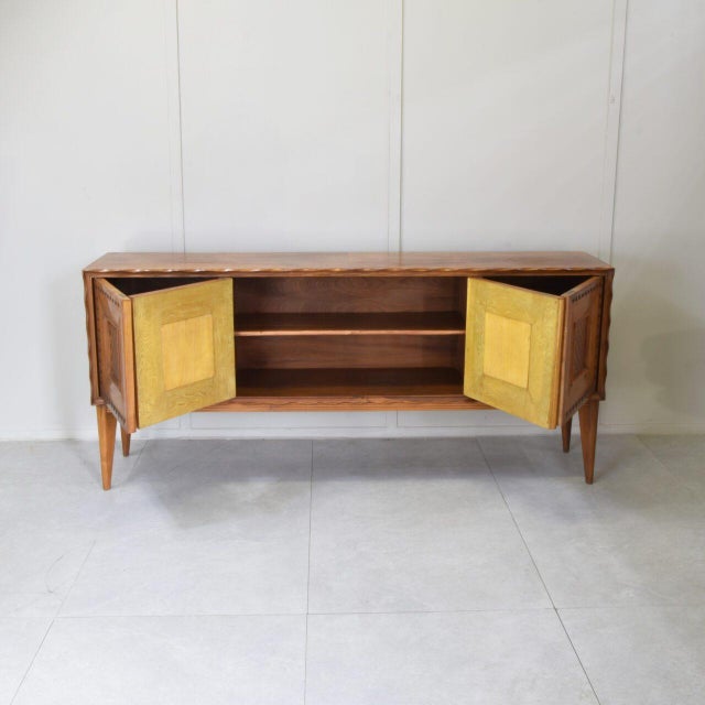 Walnut Credenza with Checkerboard Marquetry attributed to Paolo Buffa, 1950s For Sale - Image 10 of 14