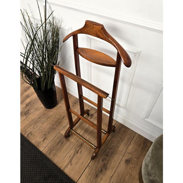 Brown Vintage Italian Wooden Valet Stand, 1970s For Sale - Image 8 of 10