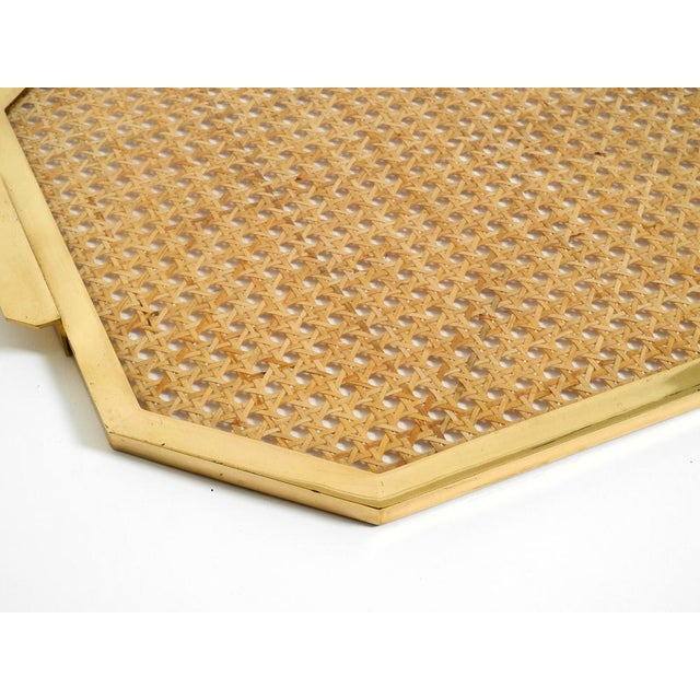 Octagonal Acrylic Glass, Wicker and Brass Serving Tray in the style of Christian Dior, Italy, 1970s For Sale - Image 14 of 18