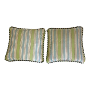Pair of 1990s Silk Pillows With Cording