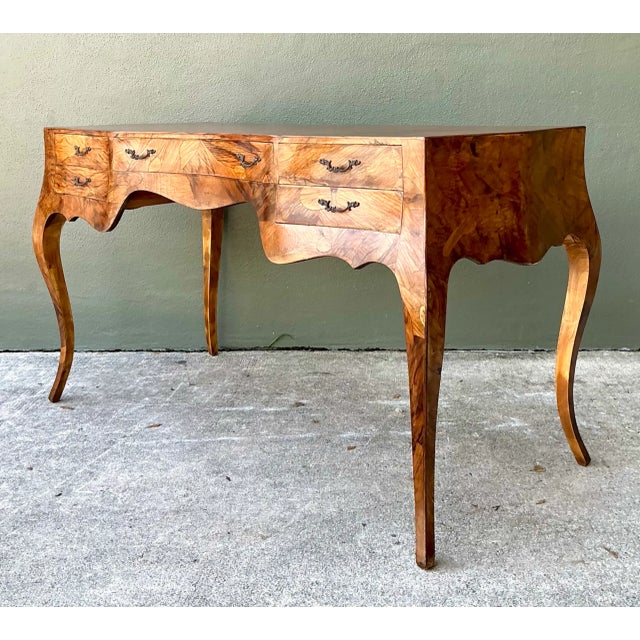 Vintage Italian Burl Wood Writing Desk For Sale - Image 10 of 12