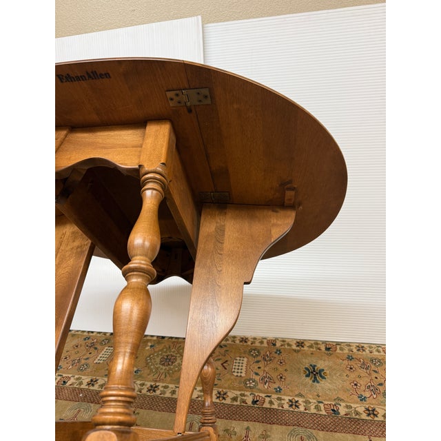 Brown Ethan Allen Drop Leaf Side Table For Sale - Image 8 of 12