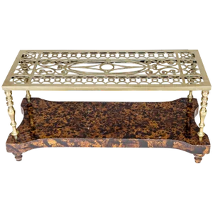 Brass Trivet Coffee Table on Faux Tortoiseshell Base