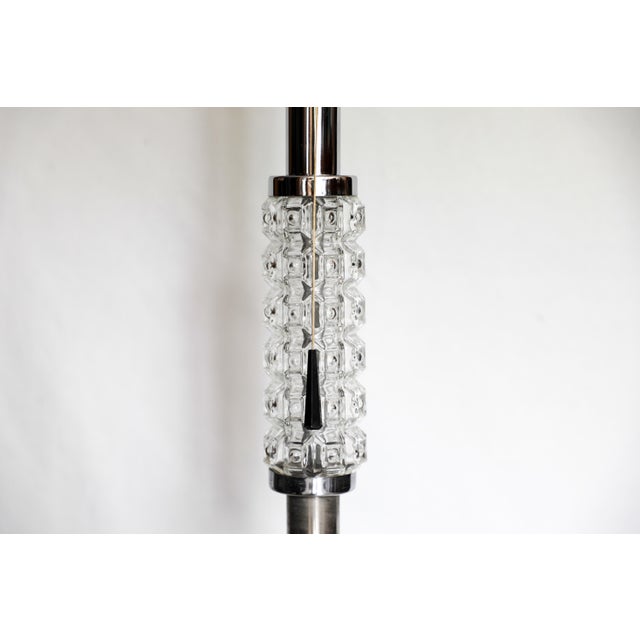 Silver Vintage Chrome and Glass Floor Lamp attributed to Richard Essig, 1970s For Sale - Image 8 of 11