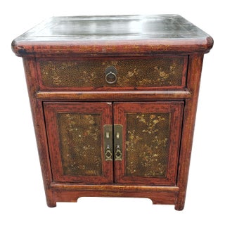 1870s Red Lacquered and Shark Skin Decorated Yumu Wood Side Cabinet For Sale