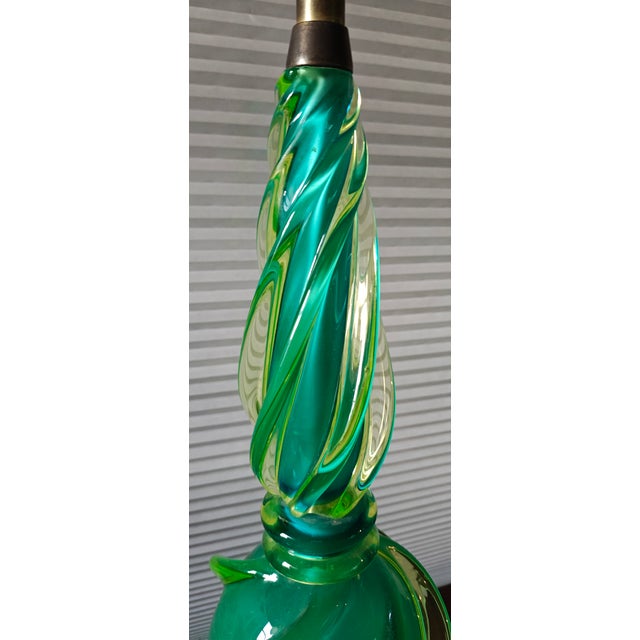 1960s Marbro SMCM Seguso Murano Glass Swirl Design Table Lamps For Sale - Image 10 of 12
