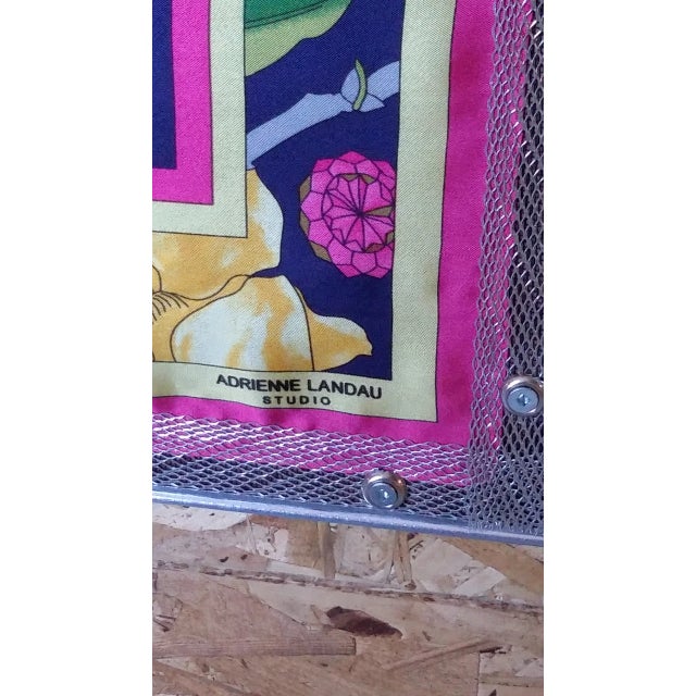 Modern Industrial Style Framed Adrienne Landau Navy Floral Insect Silk Scarf For Sale - Image 3 of 8