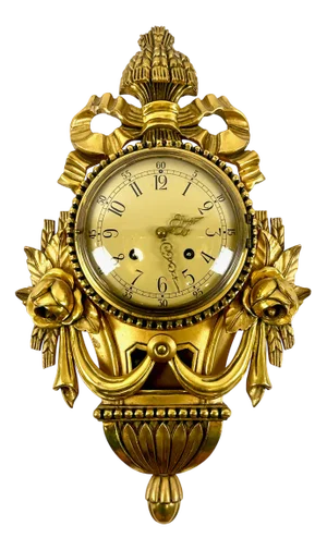 Rococo Swedish Gild Carved Wood Wall Clock from Westerstrand, 1960s