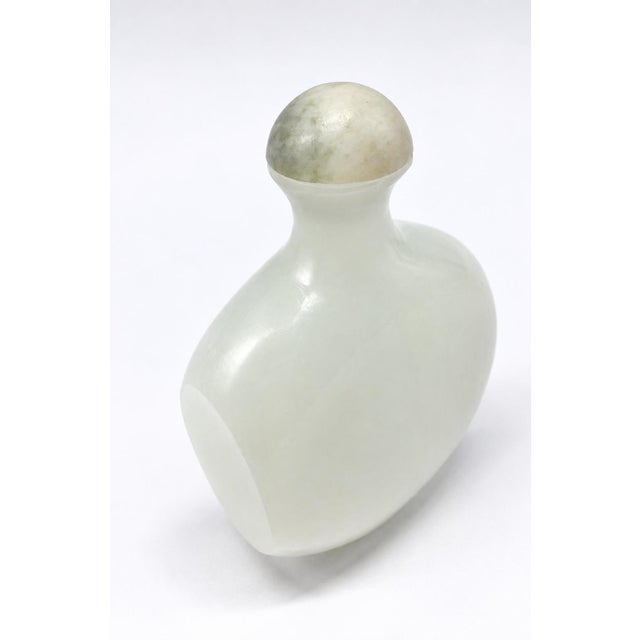 Contemporary White Jade Snuff Bottle Hand Carved Minimalist Timeless Ming Style For Sale - Image 3 of 13