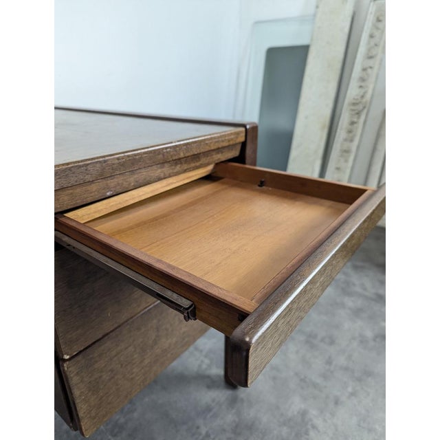 Brown Large Scandinavian Executive Desk in Walnut For Sale - Image 8 of 14