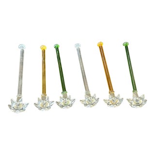 Hand Blown Glass Cocktail Muddler Drink Stirrer Swizzle Sticks For Sale