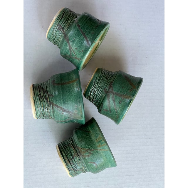Handmade Green Nc Pottery Cups For Sale - Image 10 of 10