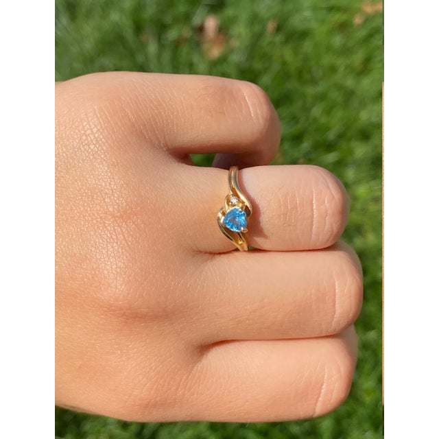 Gold The Zuma: Ladies 14 K Gold Topaz and Diamond Heart Ring For Sale - Image 8 of 9