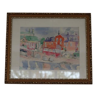 Bert Forkström, Traffic at the Knight's House, 1988, Watercolor, Framed For Sale