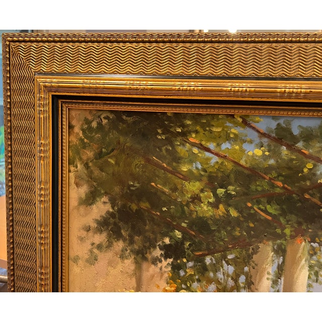 XL Framed Vintage Floral Landscape Oil Painting For Sale In Sacramento - Image 6 of 13