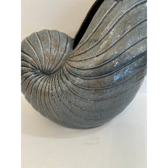 Large Ceramic Grey Nautilus Shell Sculpture For Sale In Philadelphia - Image 6 of 12
