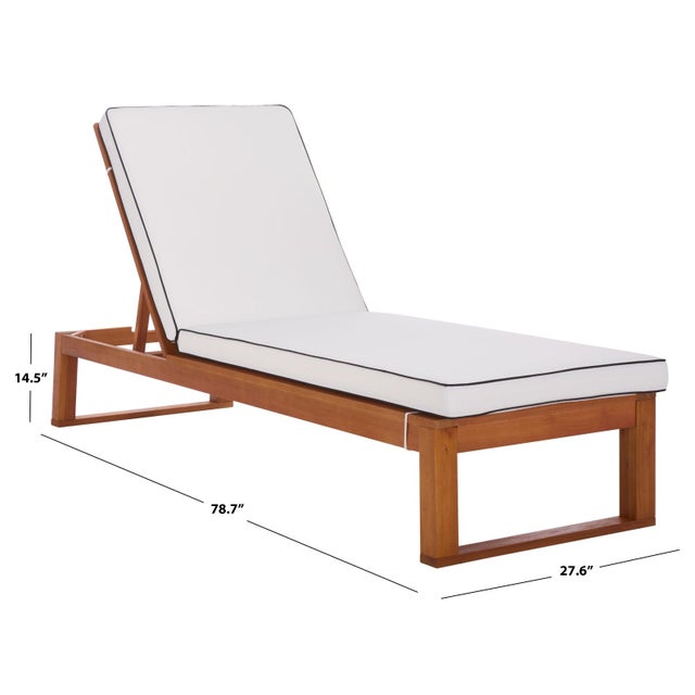 Spritely Home Sophie Chaise Lounge, Natural/Beige Cushion Black Piping For Sale - Image 4 of 11