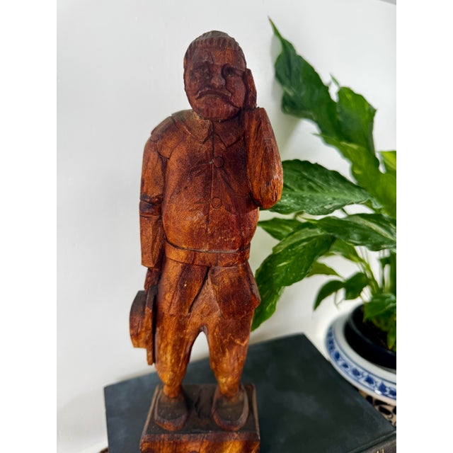 Wood Hand Carved Wood Folk Art Figure Rustic Primitive Sculpture Vintage Canadian Style For Sale - Image 7 of 7