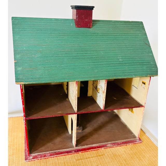 American Early 20th Century American Center Hall Colonial Painted Dollhouse For Sale - Image 3 of 4