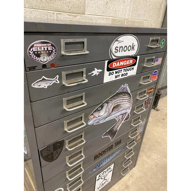 Vintage Steel Metal 11 Drawer Garage Fish Tackle Box Tool Chest Parts Cabinet For Sale In Philadelphia - Image 6 of 11