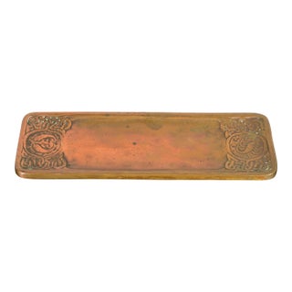 Tiffany Studios New York Zodiac Pattern Bronze Pen Tray For Sale