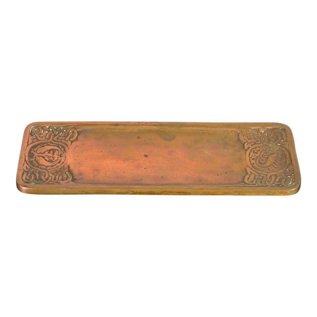 Tiffany Studios New York Zodiac Pattern Bronze Pen Tray For Sale