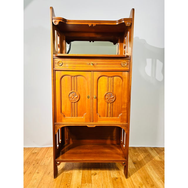 Art Nouveau Walnut Veneered Cabinet with Mirror Top from Nic. Eckel Kaiserslautern, 1890s For Sale - Image 5 of 18