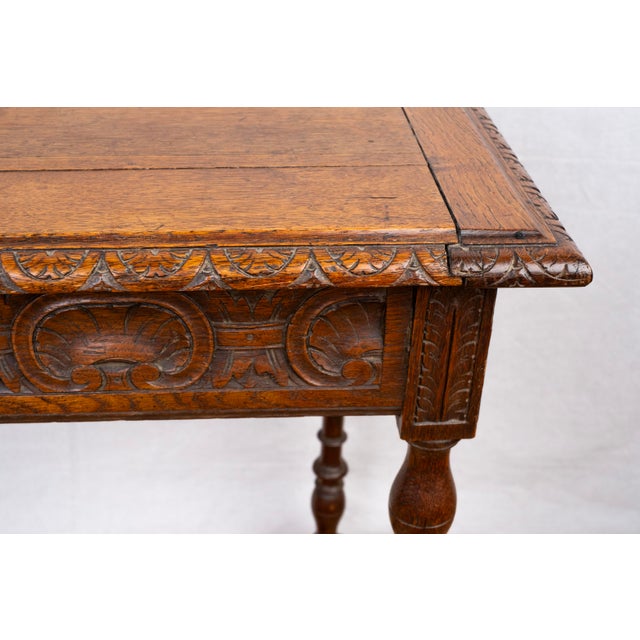 Antique Carved Oak Side Table For Sale - Image 10 of 10
